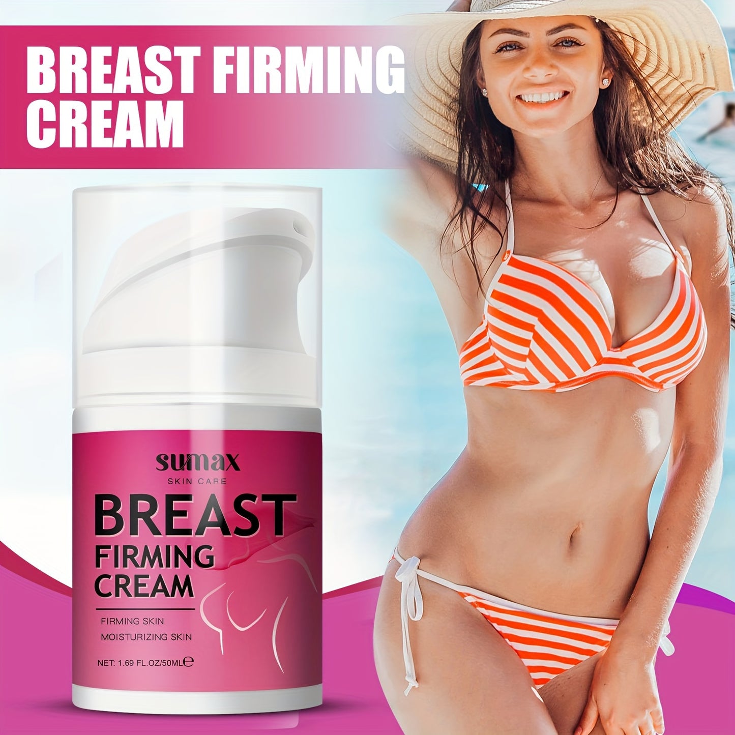 1.69oz Breast Firming Cream With Jojoba Oil, Vitamin E, Shea Butter And Chamomile Extract, Moisturizer For Breast Massage Moisturizing Firming Women's Body Skin Care Cream For Women