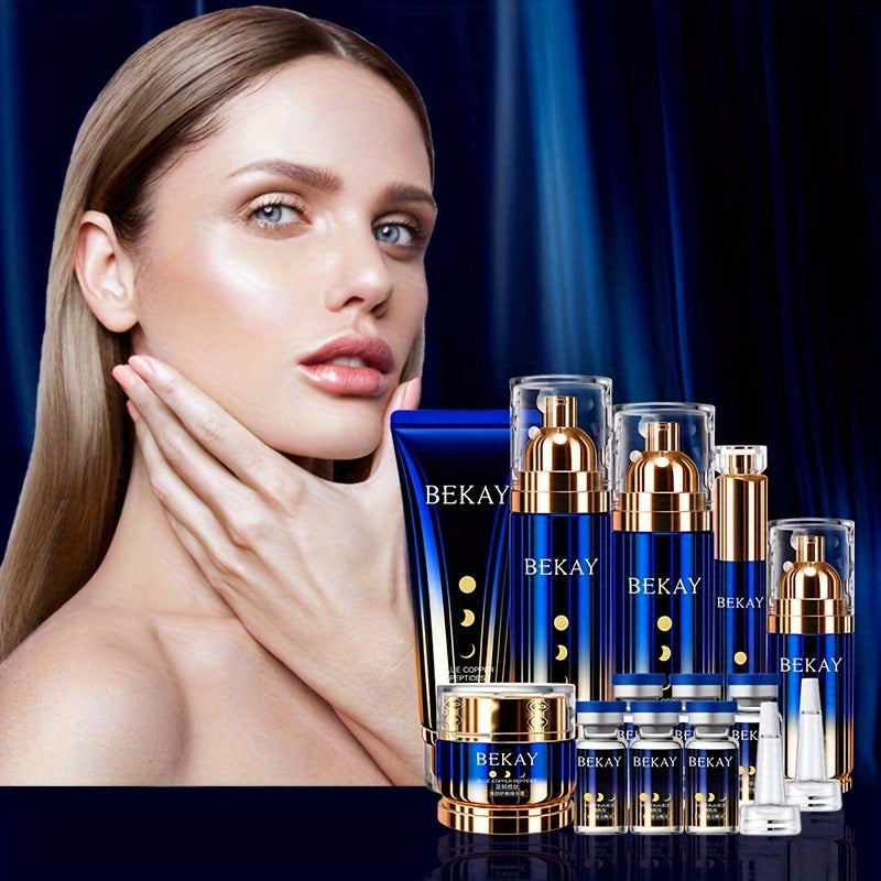 Blue Copper Peptide Skin Care Gift Set 12 Sets, Day And Night Skin Care, Face Face Elastic And Shiny, Suitable for All Skin Types, Valentine'S Day Gift for Wife, Mom, Woman, Girl