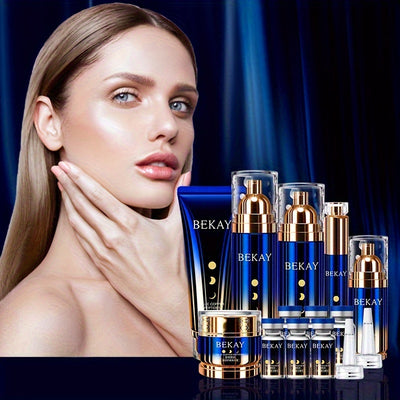 Blue Copper Peptide Skin Care Gift Set 12 Sets, Day And Night Skin Care, Face Face Elastic And Shiny, Suitable for All Skin Types, Valentine'S Day Gift for Wife, Mom, Woman, Girl