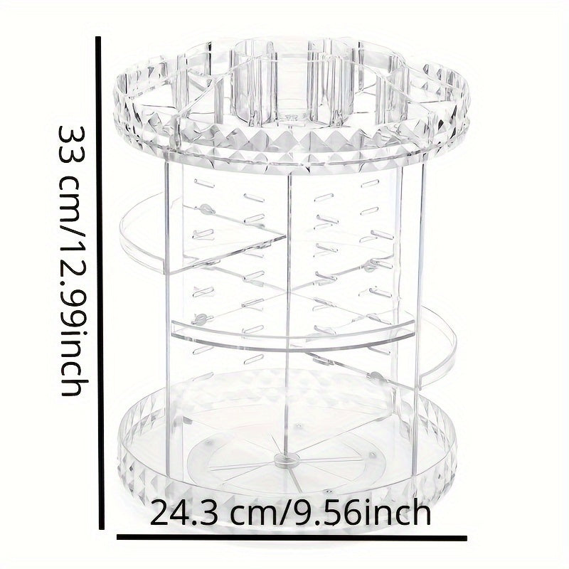 360 Degree Rotating Makeup Storage Box - Exuding Light Luxury Style and Sophistication with Circular Transparent Design, Spacious Desktop Dressing Table, Multi-Functional Lipstick and Skin Care Product Storage Shelf, Elegant