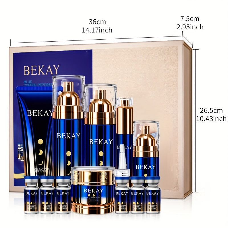 Blue Copper Peptide Skin Care Gift Set 12 Sets, Day And Night Skin Care, Face Face Elastic And Shiny, Suitable for All Skin Types, Valentine'S Day Gift for Wife, Mom, Woman, Girl
