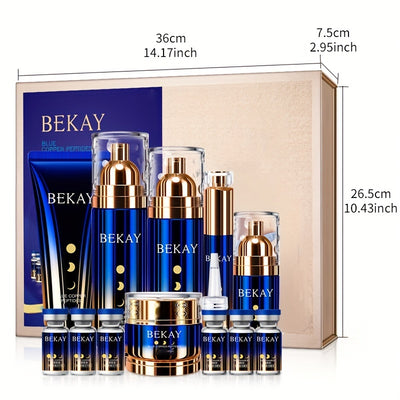 Blue Copper Peptide Skin Care Gift Set 12 Sets, Day And Night Skin Care, Face Face Elastic And Shiny, Suitable for All Skin Types, Valentine'S Day Gift for Wife, Mom, Woman, Girl