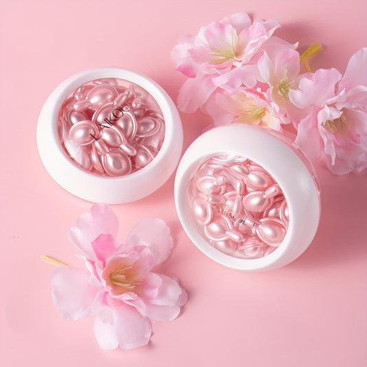 LAIKOU Sakura Serum Capsules for All Skin Types, Alcohol-Free Drying Skin Care, Malic Acid Enriched, Wrinkle Smoothing & Skin Tone Evening – 30pcs x 0.5ml