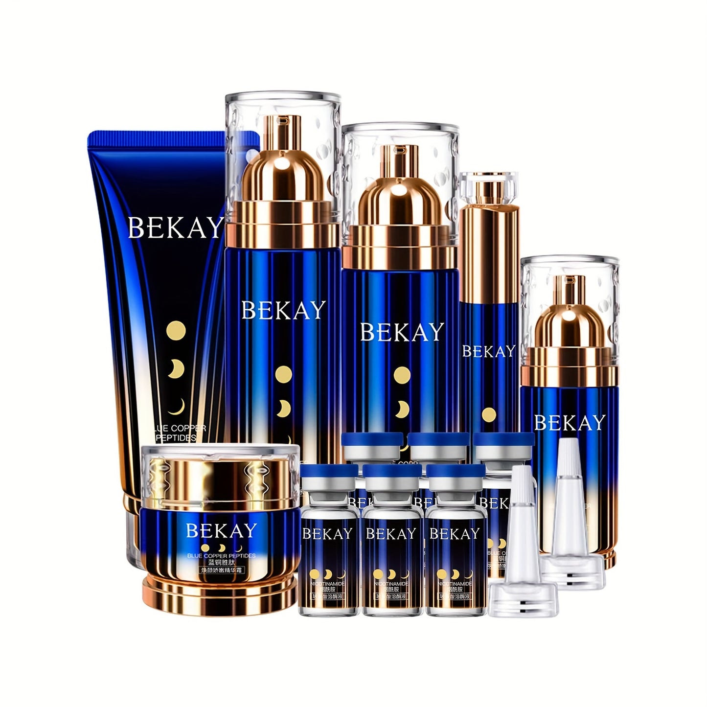 Blue Copper Peptide Skin Care Gift Set 12 Sets, Day And Night Skin Care, Face Face Elastic And Shiny, Suitable for All Skin Types, Valentine'S Day Gift for Wife, Mom, Woman, Girl