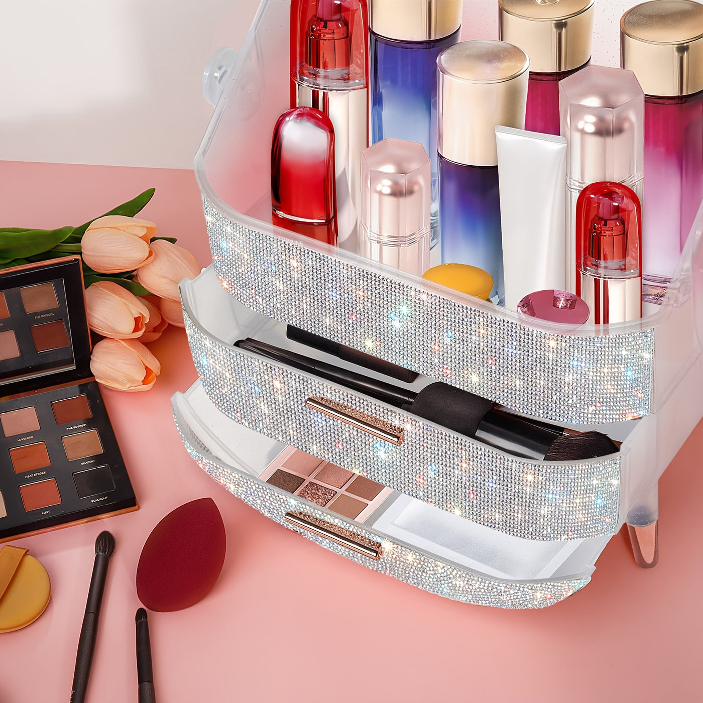 Portable Cosmetics Storage Box, Can Hold Eyebrow Pencil Eye Shadow Skin Care Products Practical Makeup Organizer, Suitable For Family Bedroom, Gift Suitable For Storing Lipsticks, Skin Care Products, Christmas Gifts.