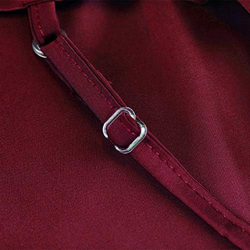 Women'S Summer Sexy Ruched Midi Adjustable Spaghetti Strap Bodycon Drawstring Side Slit Slip Party Clubwear Dress, A-Wine Red, X-Large
