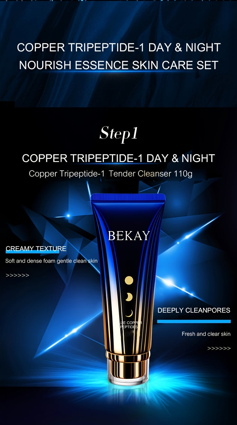 Blue Copper Peptide Skin Care Gift Set 12 Sets, Day And Night Skin Care, Face Face Elastic And Shiny, Suitable for All Skin Types, Valentine'S Day Gift for Wife, Mom, Woman, Girl