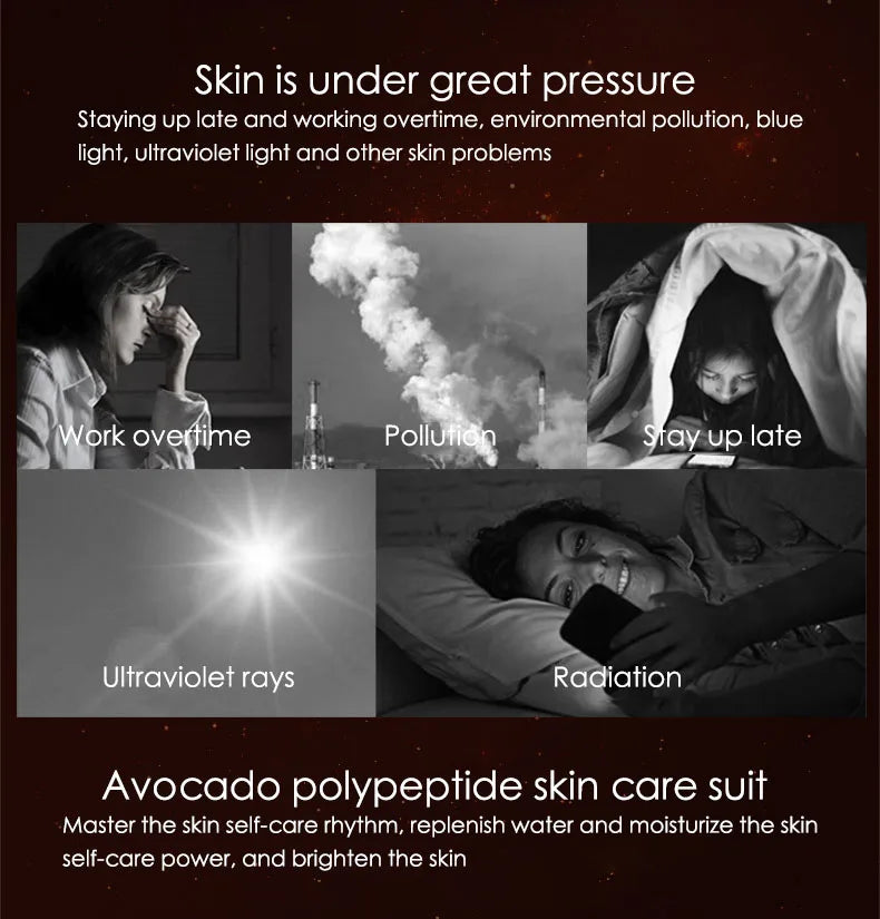 5pcs/Set IMAGES Avocado Skin Care Sets Facial Moisturizing Face Cream Serum Facial Cleanser Eye Cream Skin Care Products