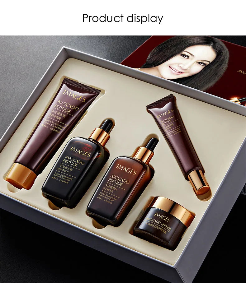 5pcs/Set IMAGES Avocado Skin Care Sets Facial Moisturizing Face Cream Serum Facial Cleanser Eye Cream Skin Care Products