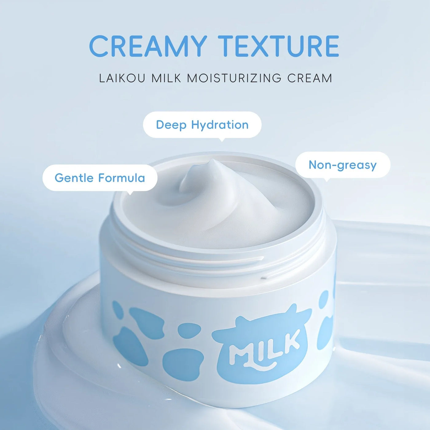 Milk Skincare Set - Hypoallergenic and Moisturizing | Facial Cleanser + Essence + Face Cream + Hair Band + Cleansing Brush