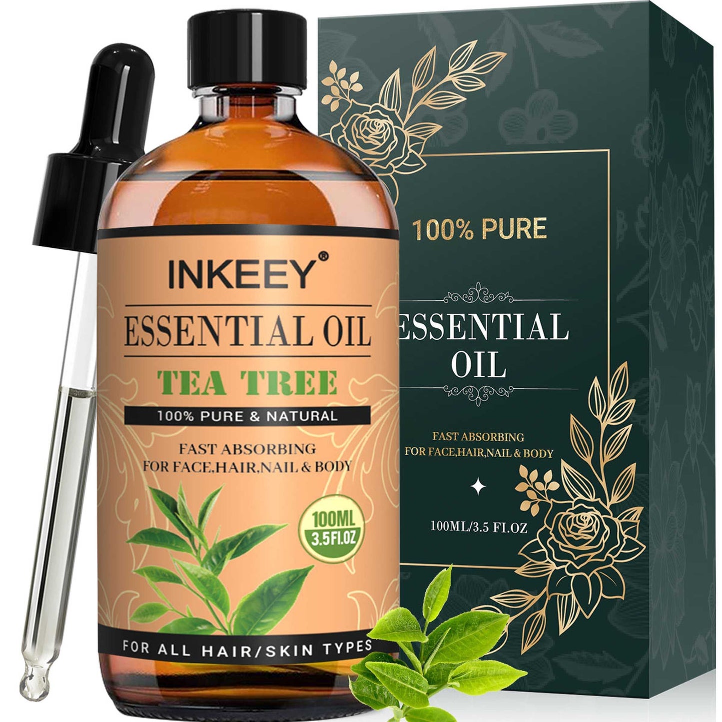 3.38oz Tea Tree Oil Essential Oil - for Nourishing Body Skin, Improving Dry Skin, Maintaining Softness and Enhancing Skin Texture, Daily and Night Skin Care, Smoothing, Firming Skin, for Face, Hands, Feet, Body, Moist Healthy