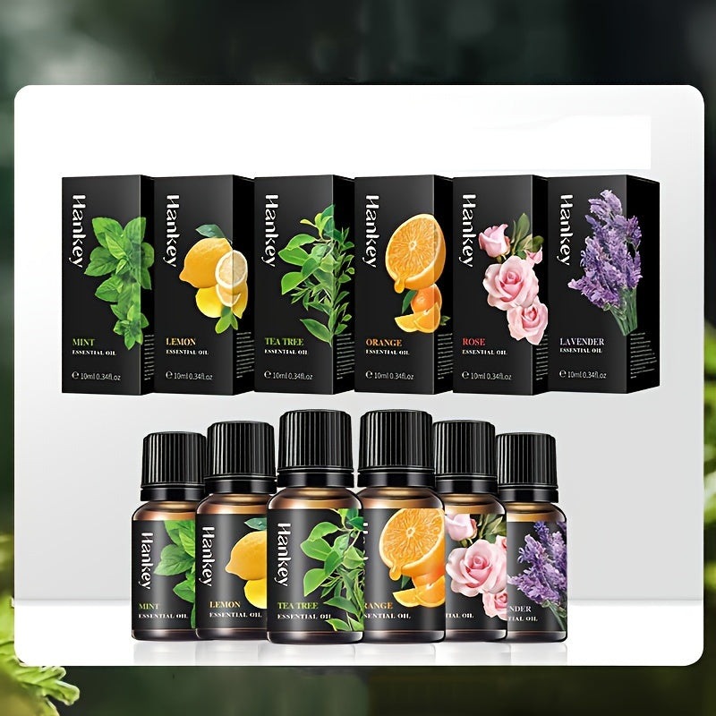 6pcs Essential Oil Set - Natural Skin Care and Relaxation Solution for Massage, Body and Mind Wellness - Mint and Lavender Blend for Soothing and Calming Experience