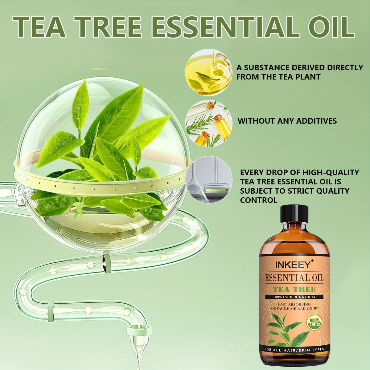 3.38oz Tea Tree Oil Essential Oil - for Nourishing Body Skin, Improving Dry Skin, Maintaining Softness and Enhancing Skin Texture, Daily and Night Skin Care, Smoothing, Firming Skin, for Face, Hands, Feet, Body, Moist Healthy