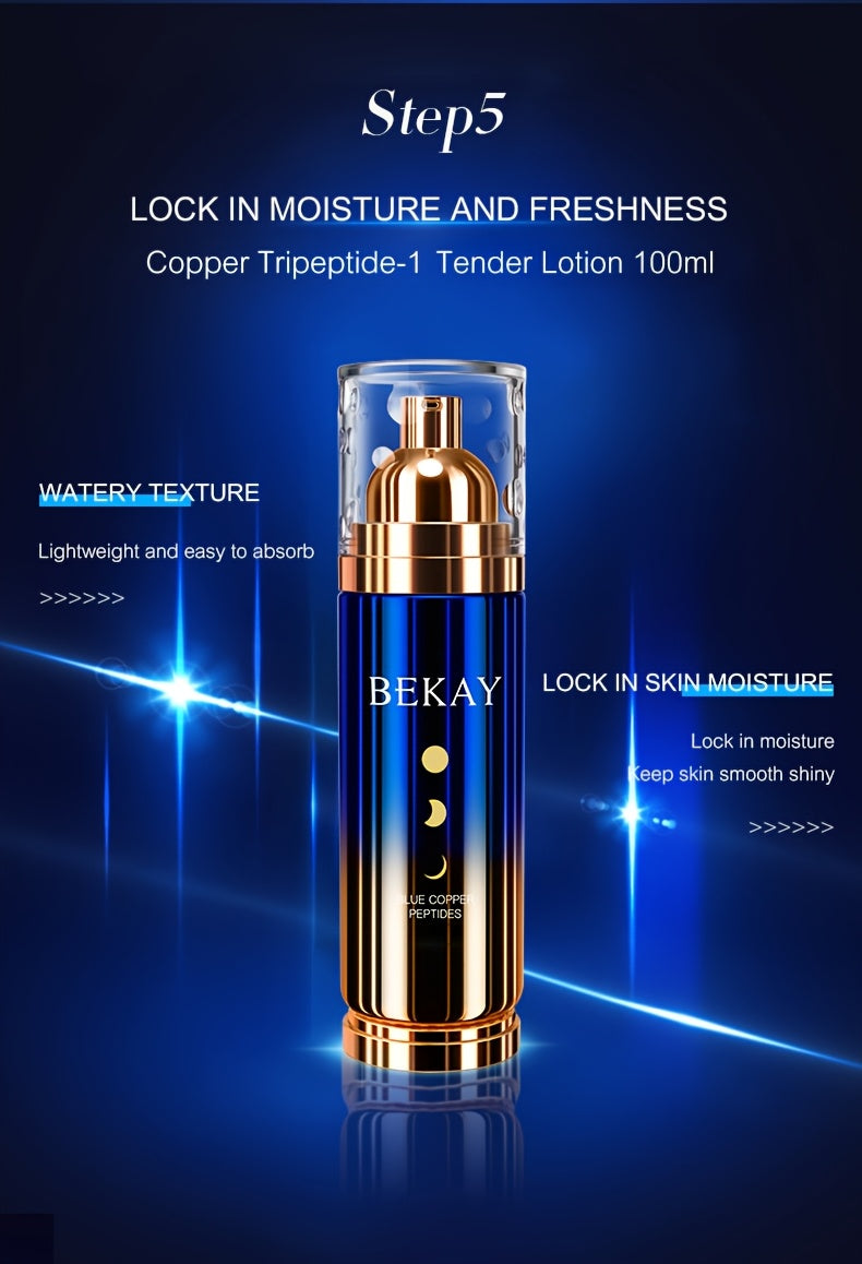 Blue Copper Peptide Skin Care Gift Set 12 Sets, Day And Night Skin Care, Face Face Elastic And Shiny, Suitable for All Skin Types, Valentine'S Day Gift for Wife, Mom, Woman, Girl