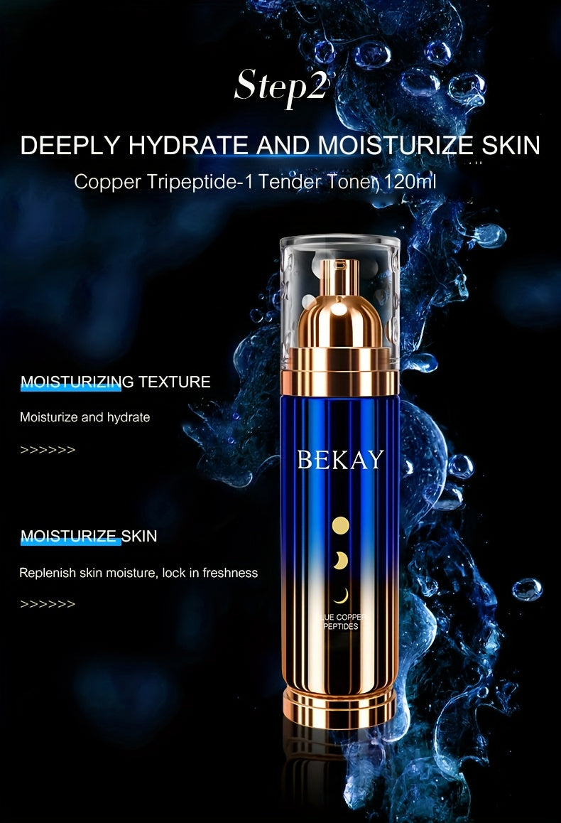 Blue Copper Peptide Skin Care Gift Set 12 Sets, Day And Night Skin Care, Face Face Elastic And Shiny, Suitable for All Skin Types, Valentine'S Day Gift for Wife, Mom, Woman, Girl