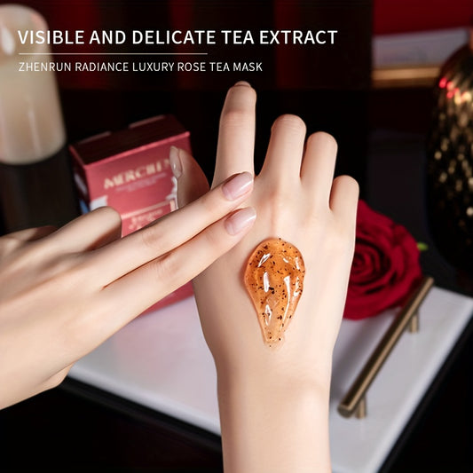 Luxury Rose Tea Facial Mask, Overnight Hydration, Firming & Oil-Control, Rejuvenating Skin Care, Tightening & Delicate Care For Dry And Fine Lines, Nourishing Beauty Mask (Pack Of 10)