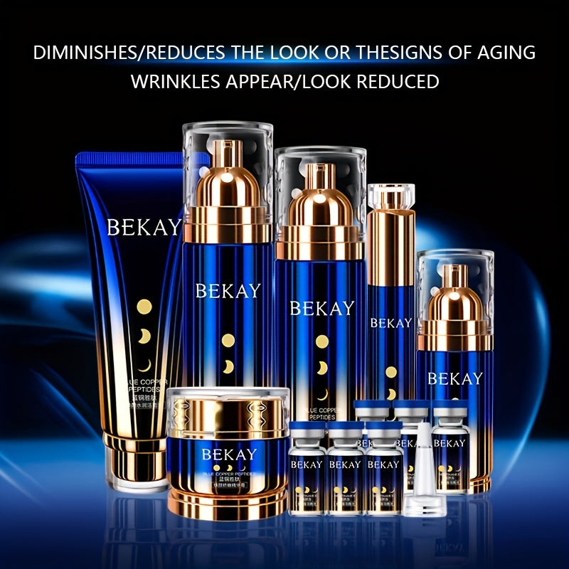 Blue Copper Peptide Skin Care Gift Set 12 Sets, Day And Night Skin Care, Face Face Elastic And Shiny, Suitable for All Skin Types, Valentine'S Day Gift for Wife, Mom, Woman, Girl