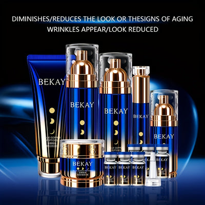 Blue Copper Peptide Skin Care Gift Set 12 Sets, Day And Night Skin Care, Face Face Elastic And Shiny, Suitable for All Skin Types, Valentine'S Day Gift for Wife, Mom, Woman, Girl